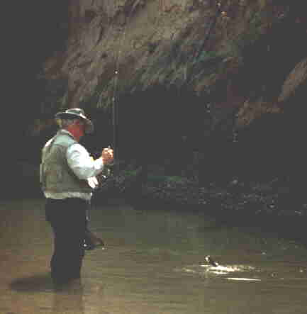 Jack Chandler playing a small brown trout in the Touchet River near Waitsburg, Washington